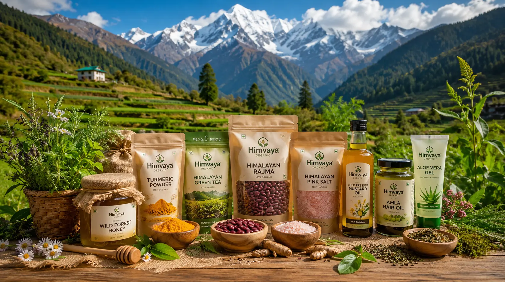 Himalayan landscape for the HIMVAYA natural products shop